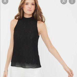 WHBM Mock Neck Lace Top